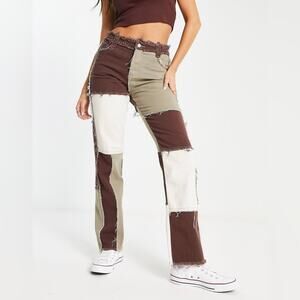 ASOS Jaded London boyfriend jeans in brown patchwork denim Women Size 26